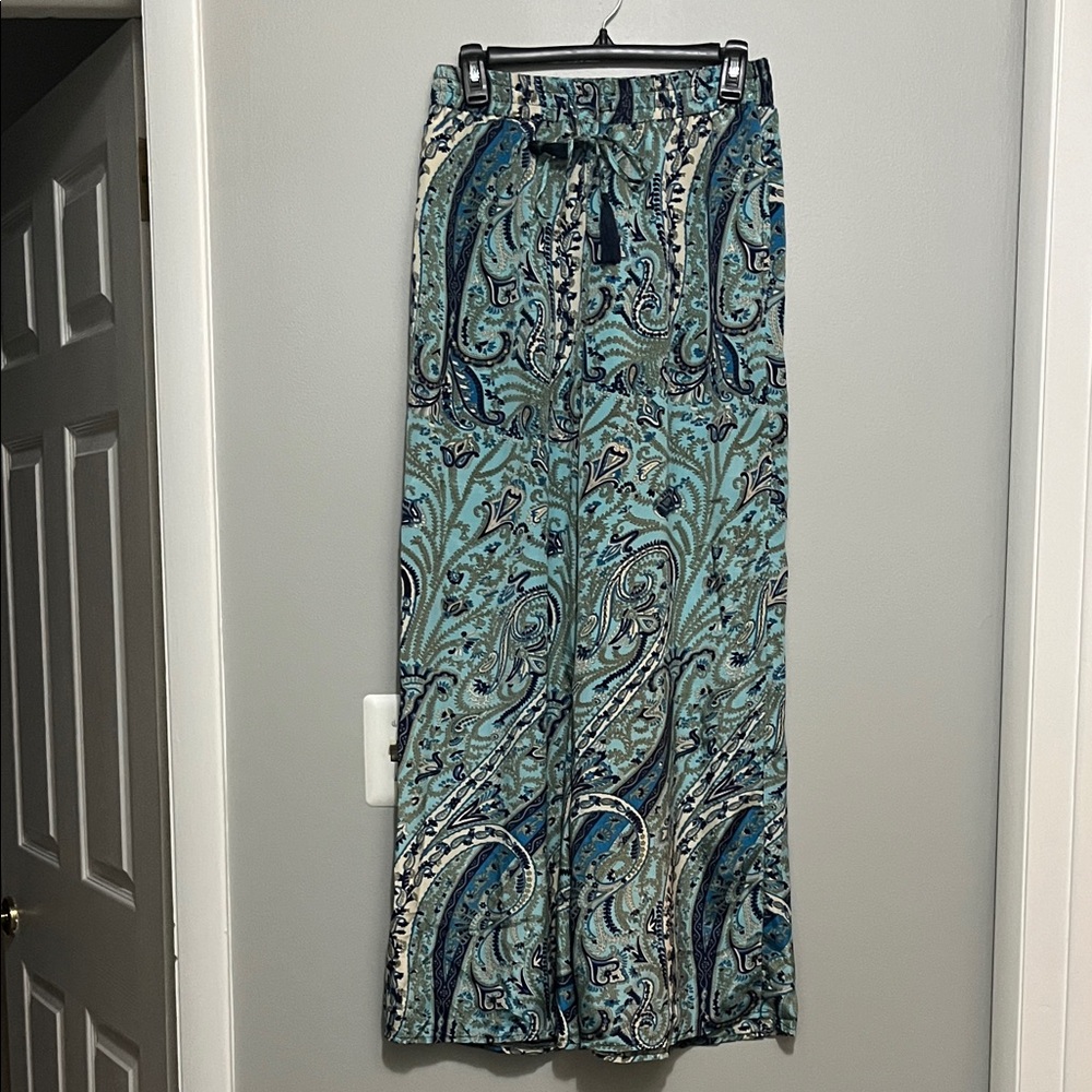 NWOT Philosophy Paisley Wide-Leg Pants in Blue and Green